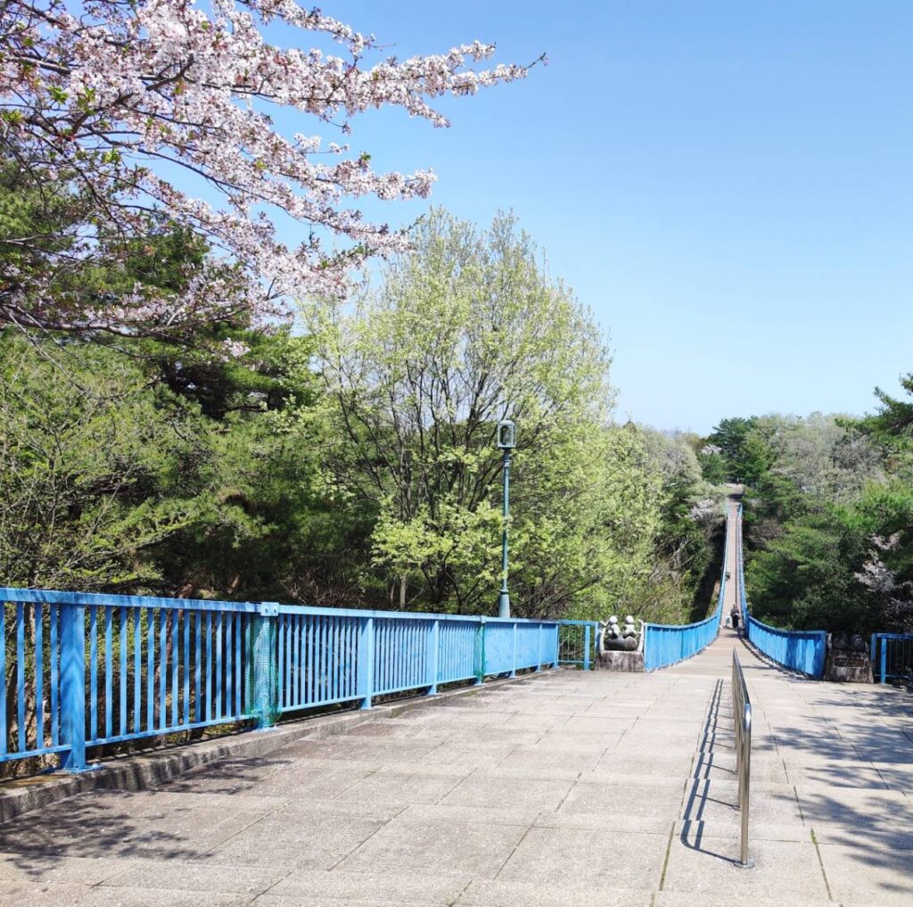 八幡山公園のアドベンチャーブリッジ