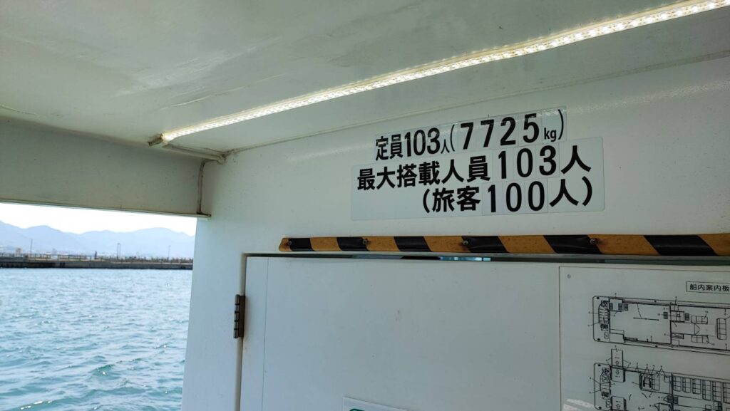関門汽船の定員の表示