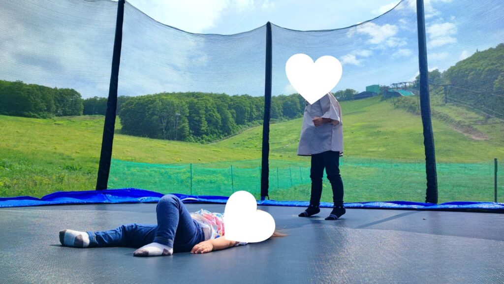 蔵王中央ロープウェイの鳥兜で木にあるトランポリン