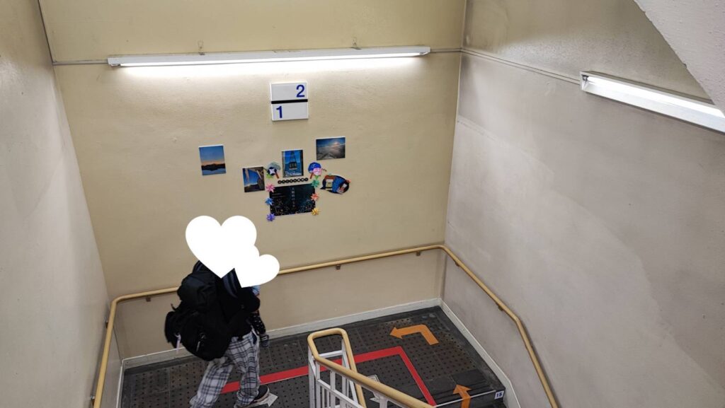 大観峰の電気バス乗り場へ向かう階段